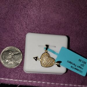NWT Moissanite gold over sterling silver heart pendant.